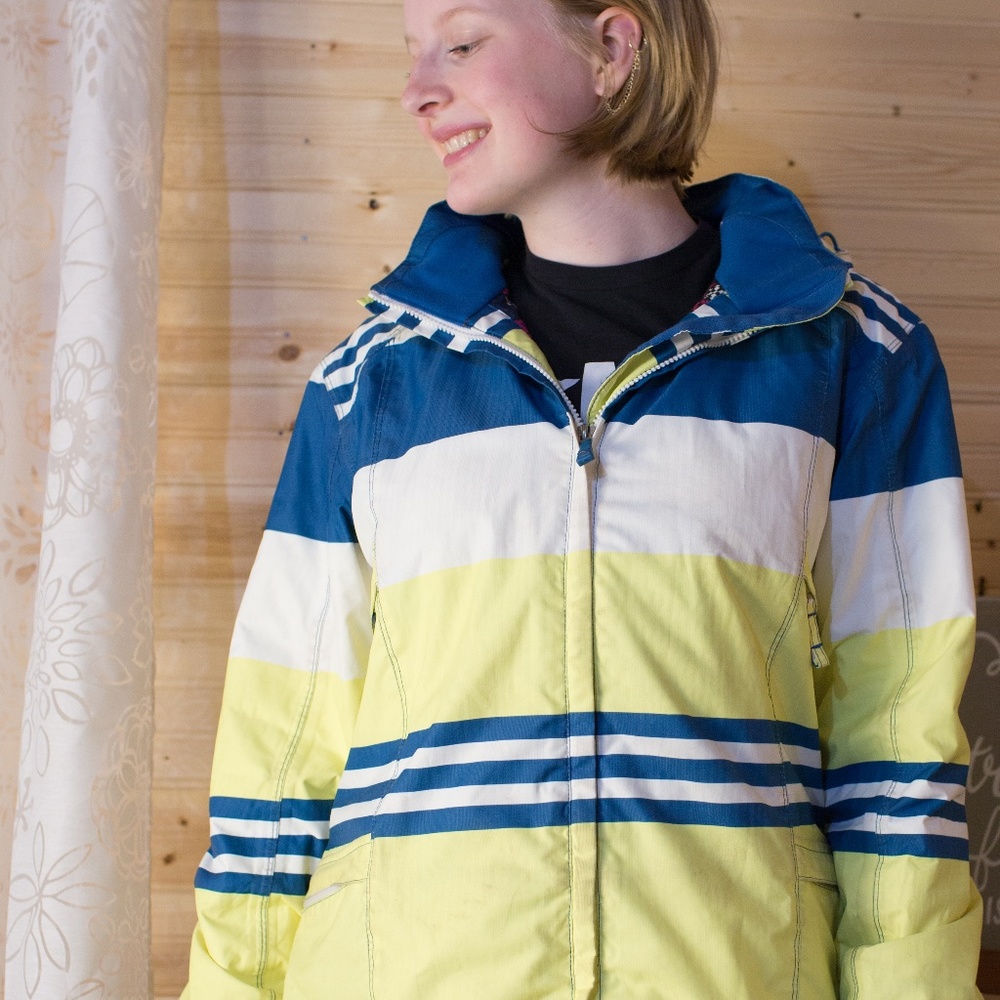 Yellow/blue stripe Micro-light Winter/Skiing Coat